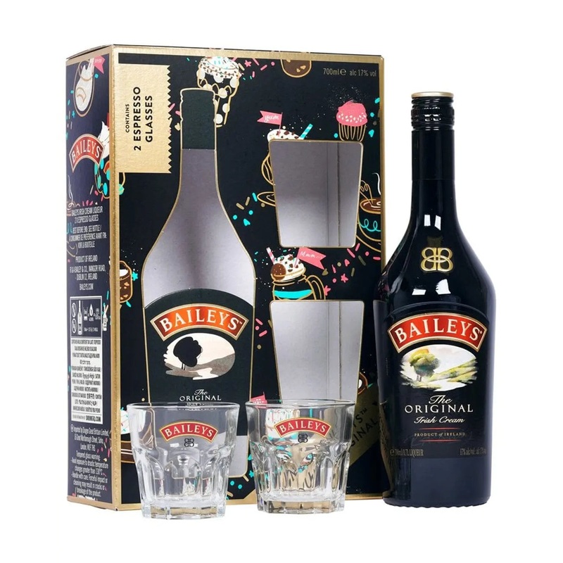 Baileys Original Irish Cream Liqueur Gift Pack With 2 Espresso Glasses, 70 cl