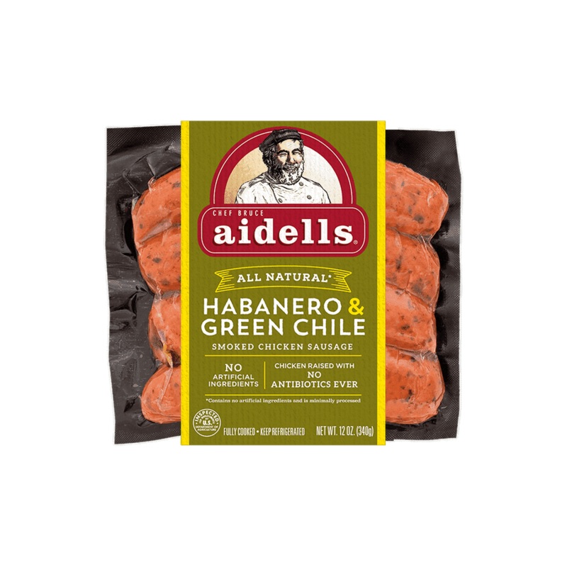 AIDELLS Habanero & Green Chile Smoked Chicken Sausage