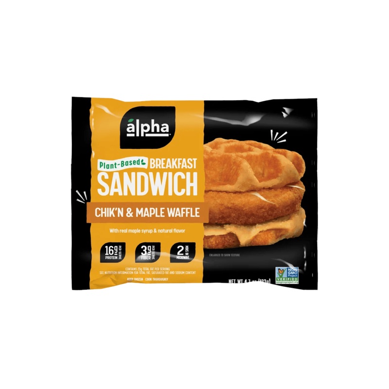 ALPHA FOODS Chik'n Maple Waffles Breakfast Sandwich