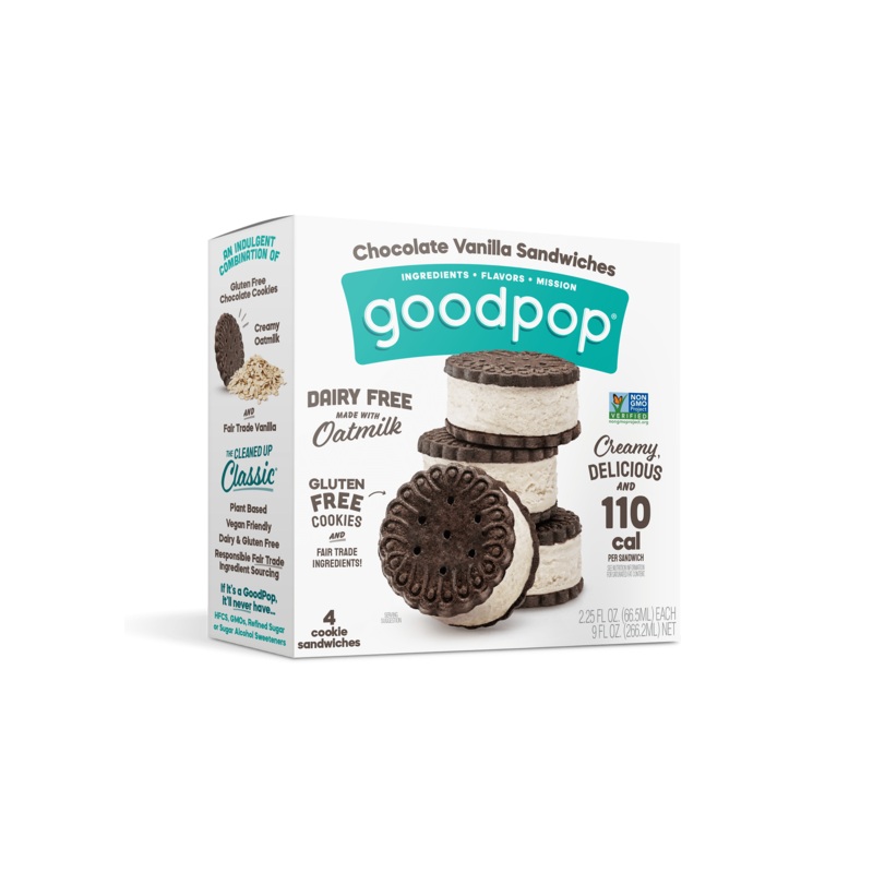 GOODPOPS Chocolate Vanilla Ice Cream Sandwiches