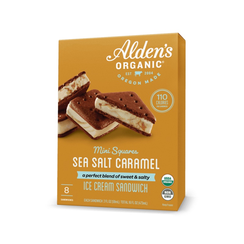 ALDEN'S Organic Ice Cream Sandwiches Salted Caramel 8pk