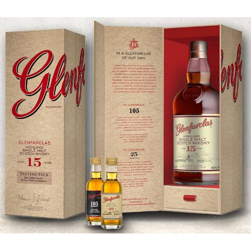 Glenfarclas 15YO 700ml + 105 & 25YO 50ml Scotch Whisky Gift Pack