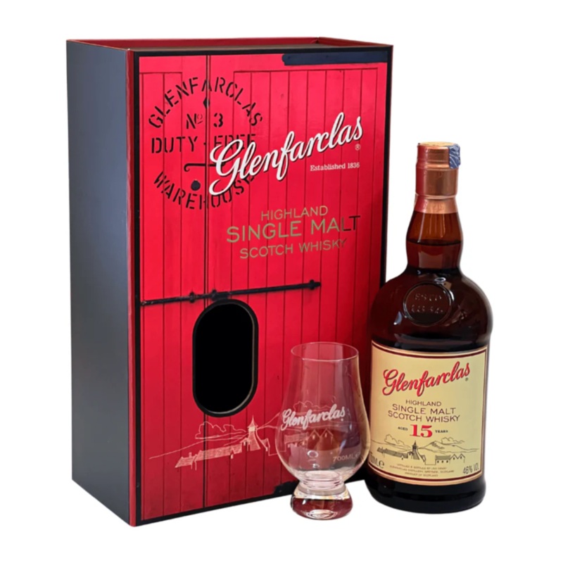 Glenfarclas Malt Whisky 15 Year Old Gift Pack + Glasses 700ml