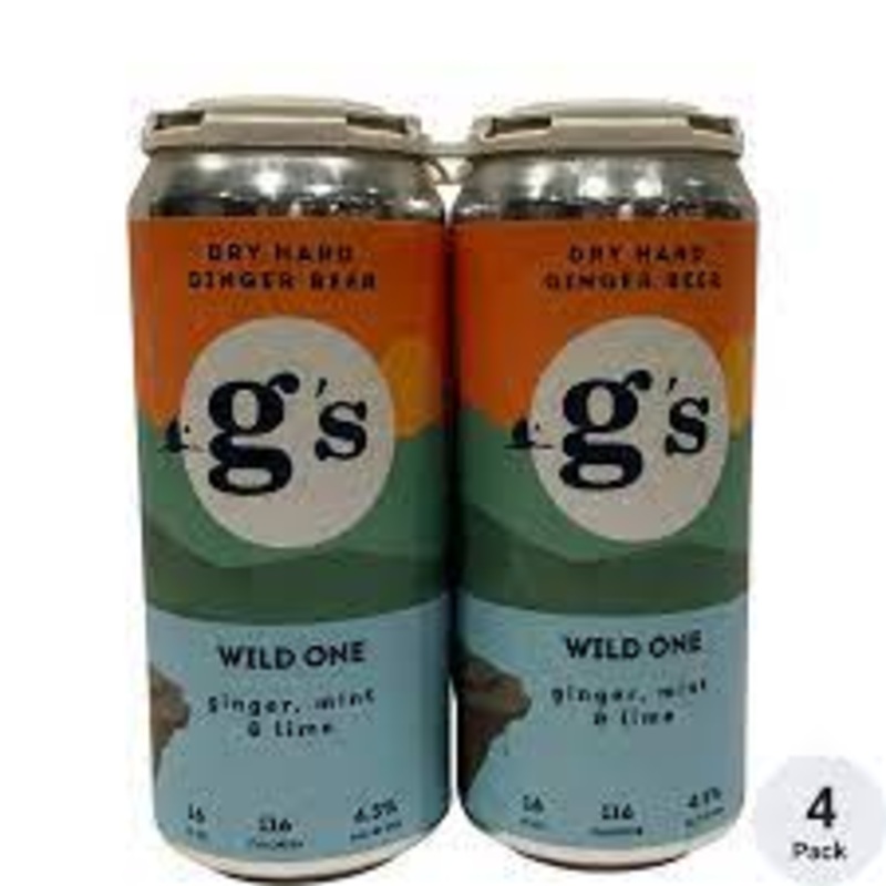 G'S Dry Hard Ginger Beer Wild One 16oz 4 Pack Can