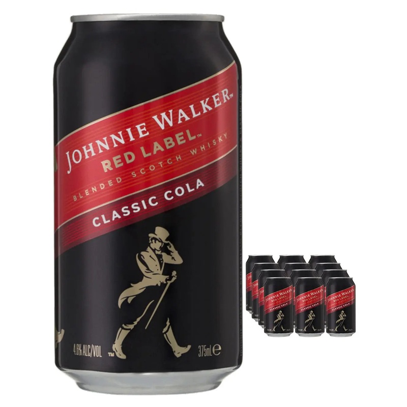Johnnie Walker Red Label And Cola Premixed Cocktail Can Multipack, 12 x 330 ml