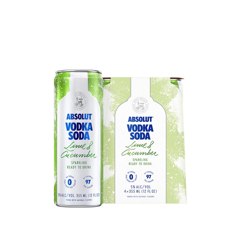 ABSOLUT LIME & CUCUMBER VODKA SODA 4PK