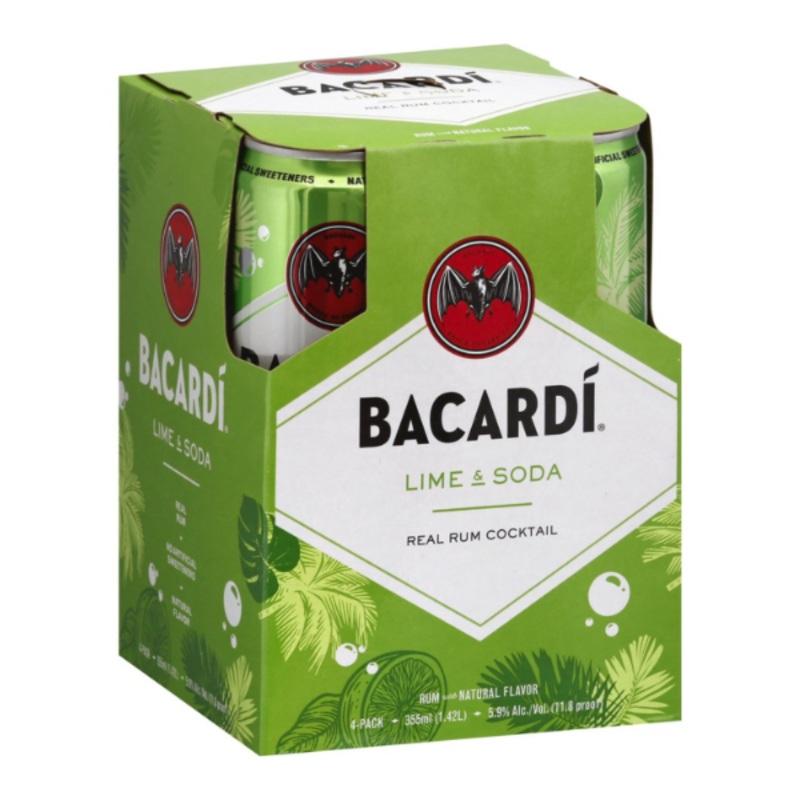 Bacardi Lime & Soda 4pk Slim Can 350