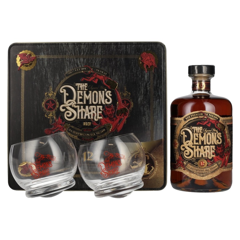 The Demon's Share Superior Blend Rum 12 Years Old 41% Vol. 0,7l in Tinbox with 2 glasses
