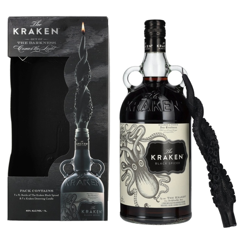 The Kraken Black Spiced 40% Vol. 1l in Giftbox with candle