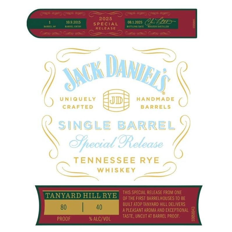 Jack Daniels Single Barrel 2025 Special Release Tanyard Hill Rye