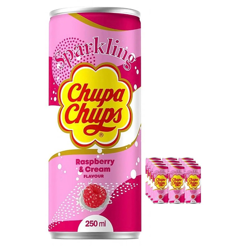 Chupa Chups Raspberry & Cream Sparkling Drink Multipack, 24 x 250 ml