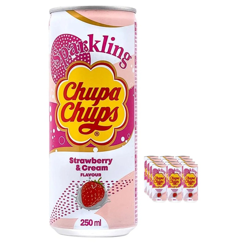 Chupa Chups Strawberry & Cream Sparkling Drink Multipack, 24 x 250 ml