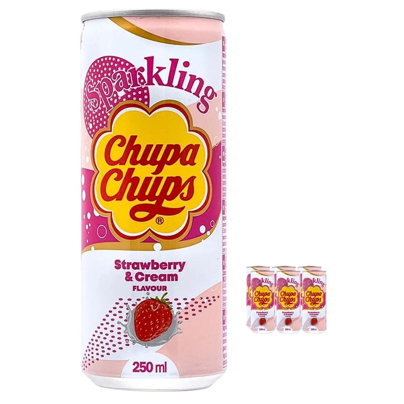Chupa Chups Strawberry & Cream Sparkling Drink Multipack, 6 x 250 ml