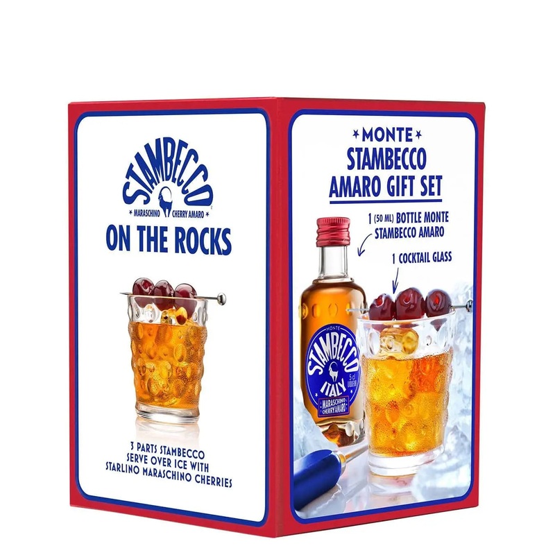 Stambecco Maraschino Amaro Liqueur With 1 Cocktail Glass, 5 cl