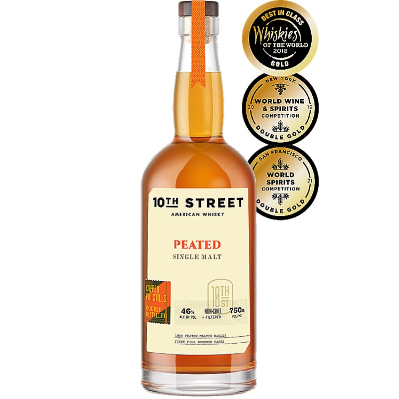 10TH STREET AMERICAN WHISKEY PEATED SINGLE MALT 92 750ML