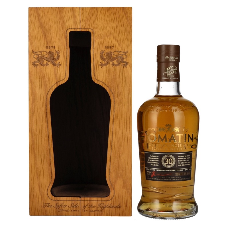 Tomatin 30 Years Old Highland Single Malt Scotch Whisky 46% Vol. 0,7l in Wooden box