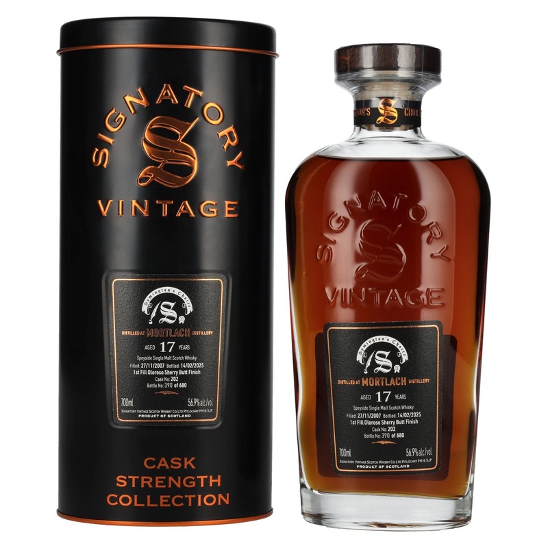 Signatory Vintage SYMINGTON'S CHOICE 17 Years Old MORTLACH Oloroso Sherry Butt #202 2007 56,9% Vol. 0,7l in Tinbox