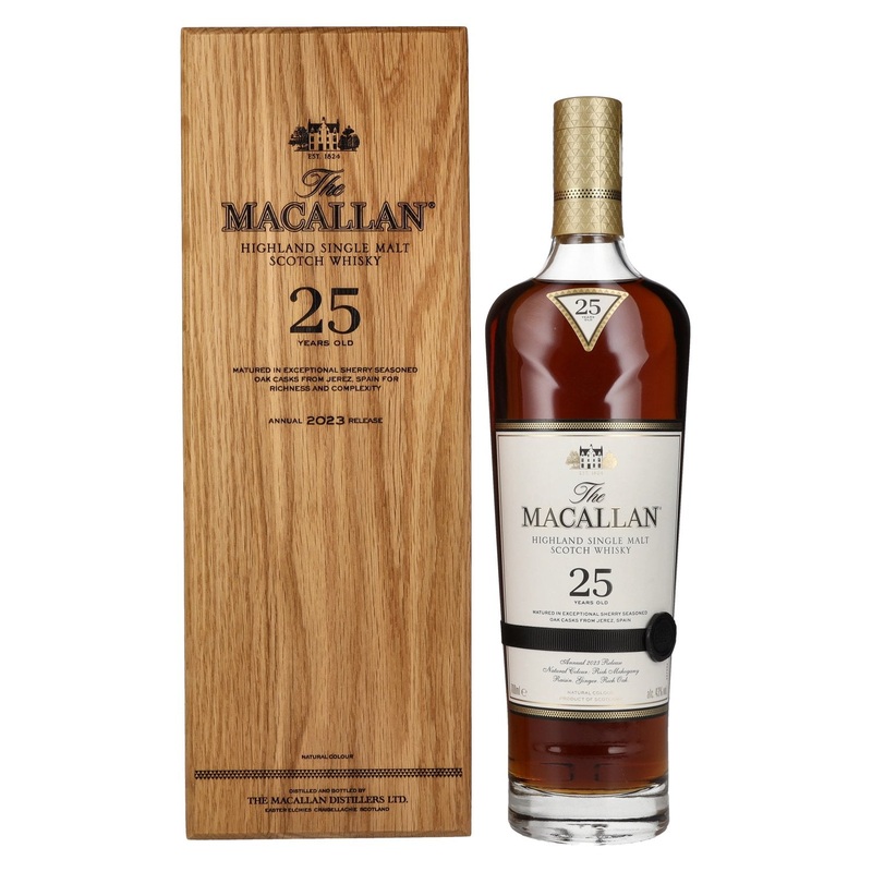The Macallan 25 Years Old SHERRY OAK 2023 43% Vol. 0,7l in wooden box