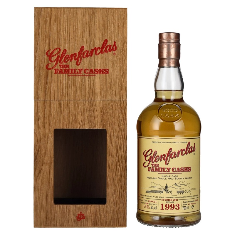 Glenfarclas THE FAMILY CASKS Single Cask SUMMER 2021 4th Fill Butt 1993 57,6% Vol. 0,7l in wooden box