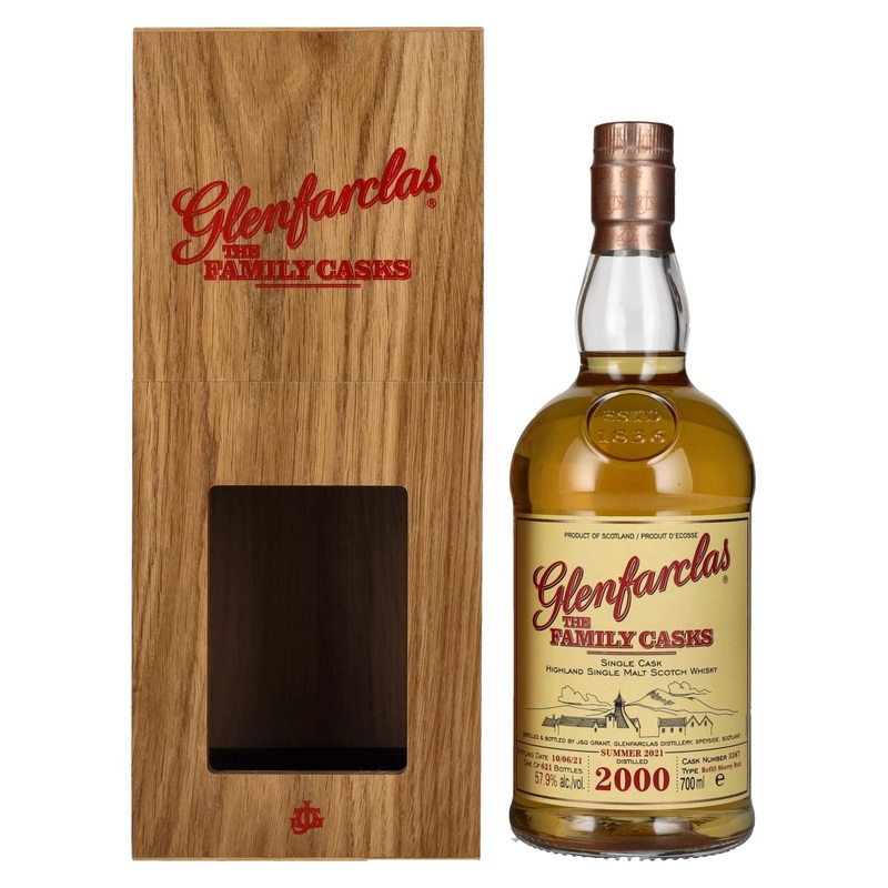 Glenfarclas THE FAMILY CASKS Single Cask SUMMER 2021 Refill Sherry Butt 2000 57,9% Vol. 0,7l in wooden box