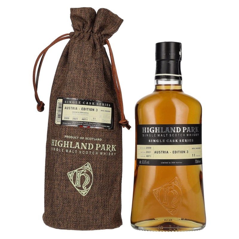Highland Park 11 Years Old AUSTRIA - EDITION 3 2009 63,6% Vol. 0,7l in a linen bag