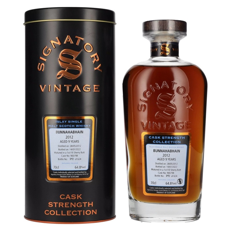 Signatory Vintage BUNNAHABHAIN 9 Years Old Cask Strength 2012 64,8% Vol. 0,7l in Tinbox