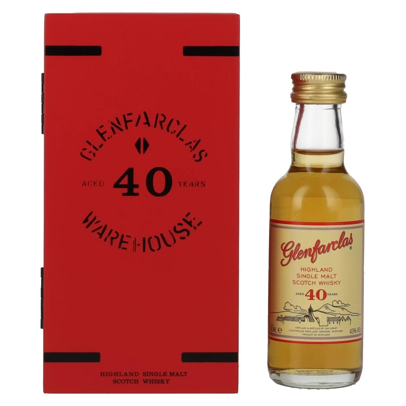 Glenfarclas 40 Years Old Highland Single Malt Scotch Whisky 43% Vol. 0,05l in wooden box