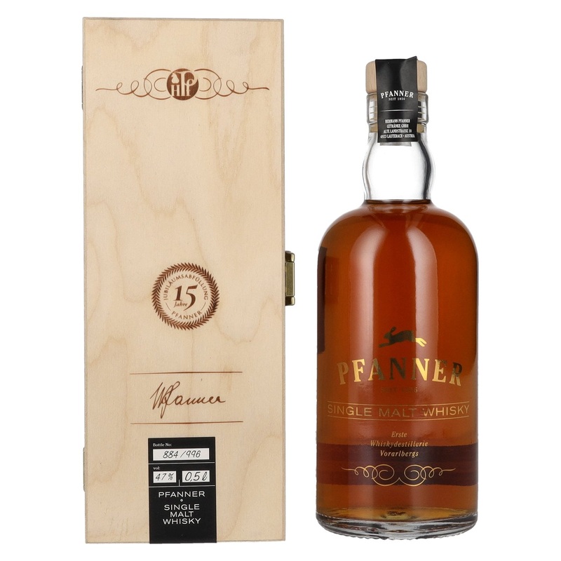 Pfanner 10 Years Old Single Malt Whisky Jubilaeumsedition 47% Vol. 0,5l in wooden box