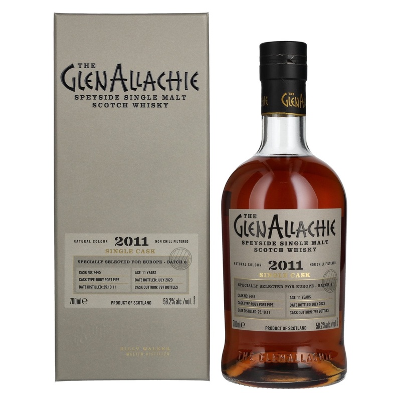 The GlenAllachie 11 Years Old RUBY PORT PIPE 2011 58,2% Vol. 0,7l in Giftbox