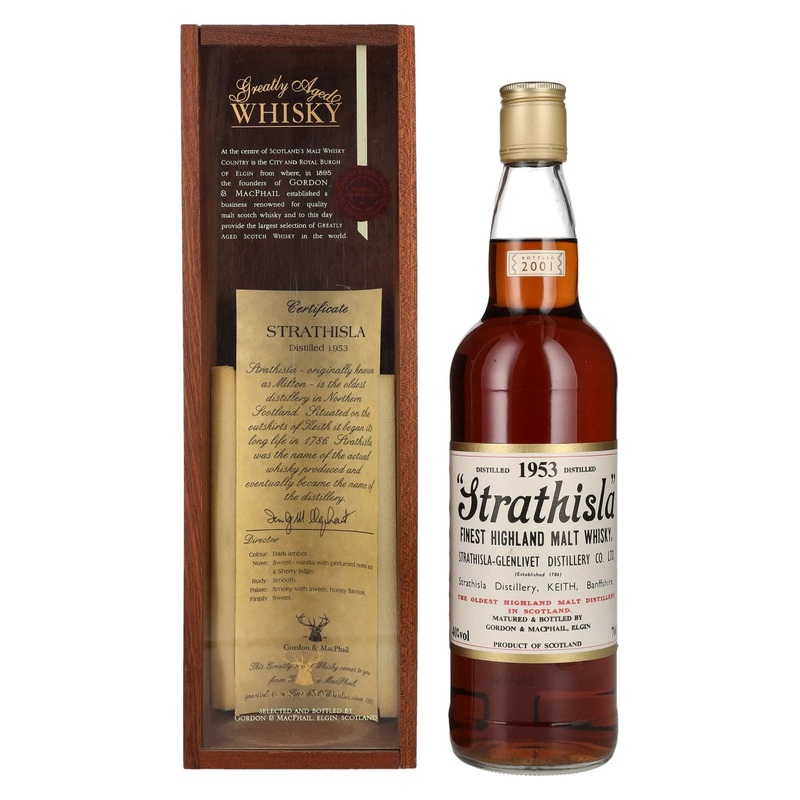 Gordon & MacPhail STRATHISLA Finest Highland Malt Whisky 1953 40% Vol. 0,7l in wooden box