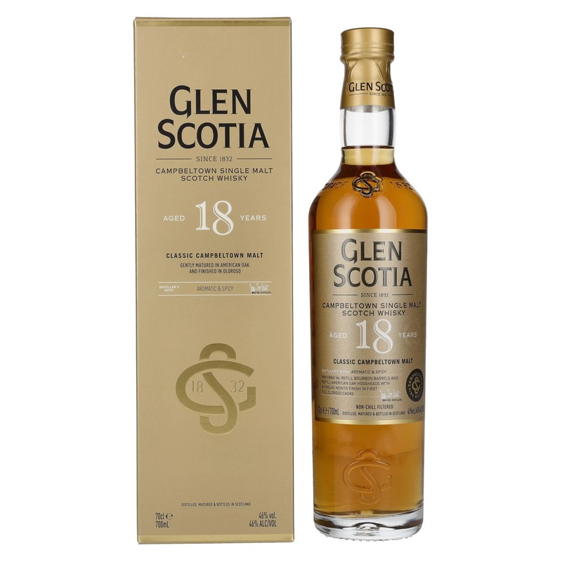 Glen Scotia 18 Years Old Single Malt Scotch Whisky 46% Vol. 0,7l in Giftbox