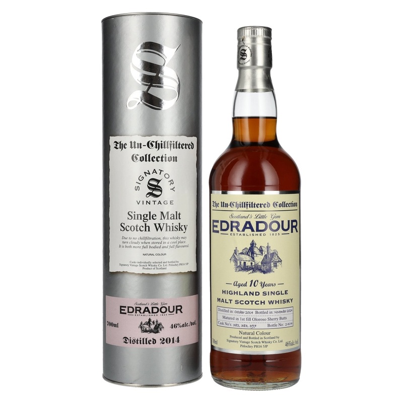 Signatory Vintage Edradour 10 Years Old The Un-Chillfiltered 2014 46% Vol. 0,7l in Giftbox