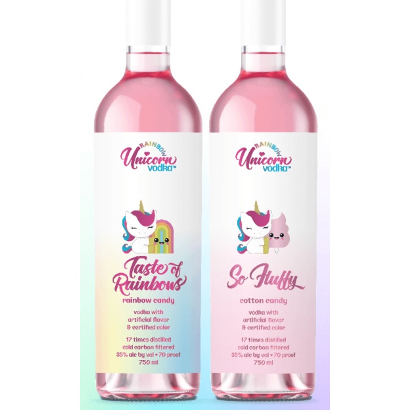 Rainbow Unicorn Vodka Duo 2 X 750Ml Cotton Candy And Rainbow Candy