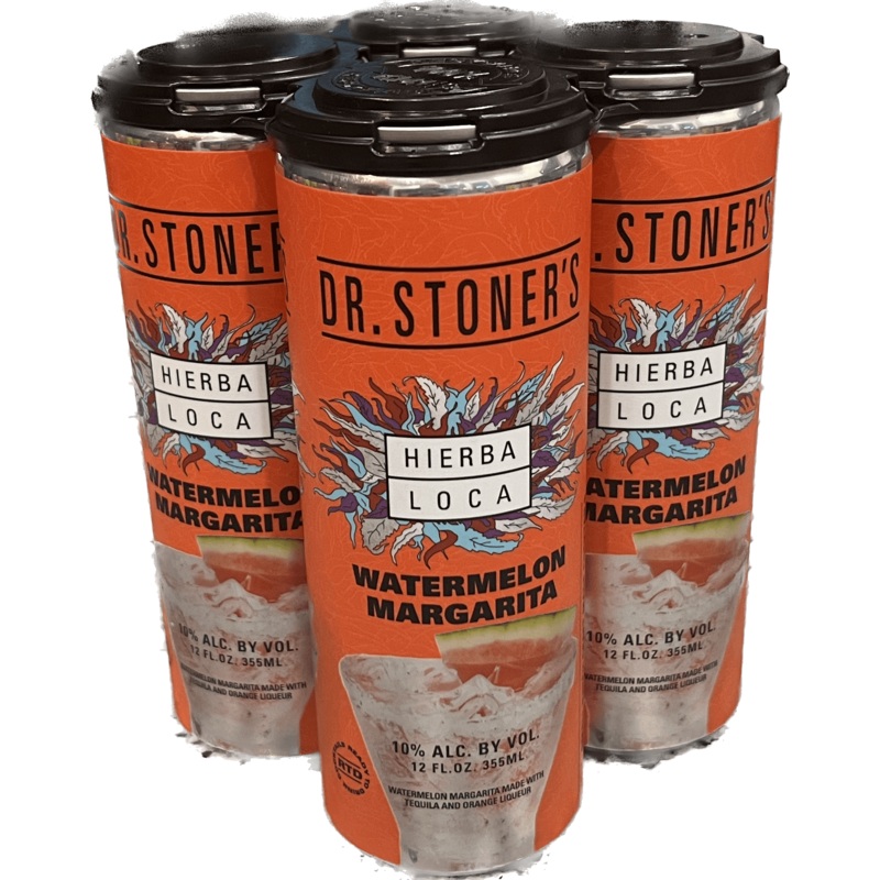 Dr. Stoner's Tequila Hierba Loca Watermelon Margarita, 4 X 12 Oz