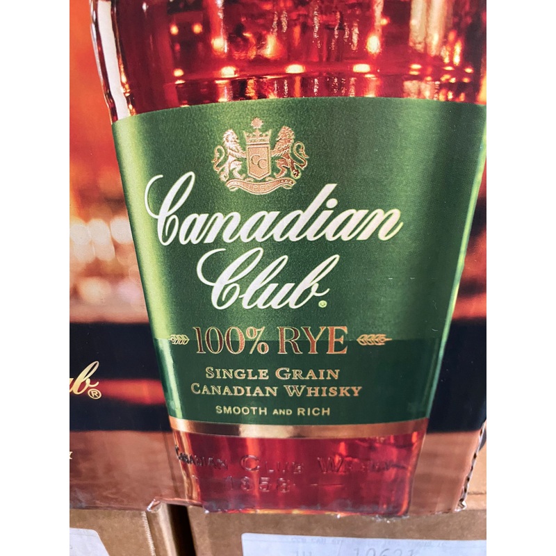 Canadian Club 100% Rye Single Grain Whiskey Older Style Bottling 750ml
