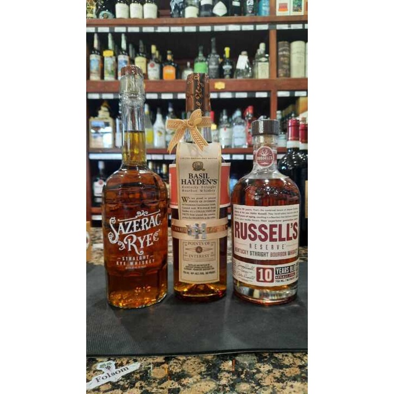 Sazerac Rye, Basil Hayden's Bourbon and Russell's Reserve 10 Year Bourbon 3-Pack Bundle