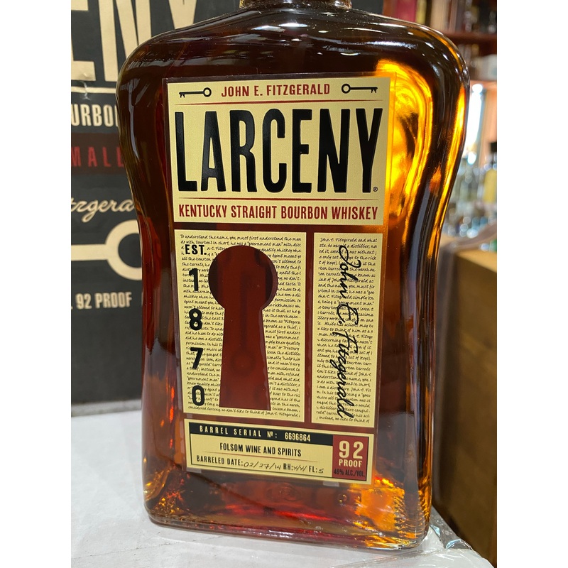 John E. Fitzgerald Larceny Private Select Single Barrel Store Pick by Folsom Wine & Spirits  Bourbon Whiskey 750ml