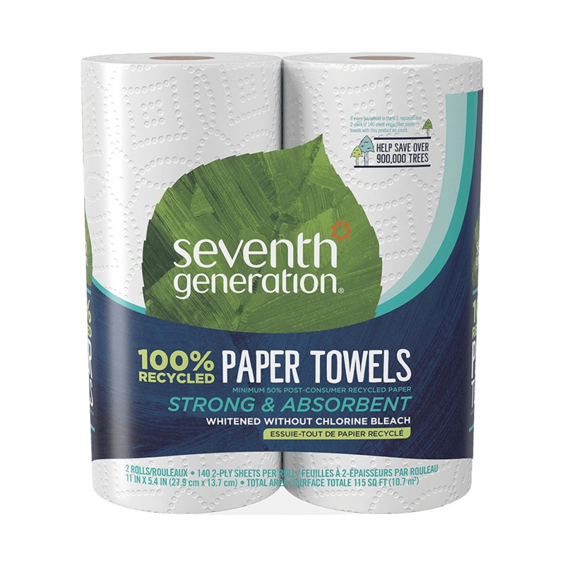 SEVENTH GENERATION 100% White Recycled Paper Towels 2 Rolls