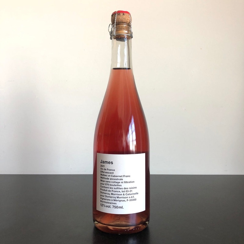 2021 Ormiale 'James' Effervescent Naturel Vin de France, Bordeaux, France
