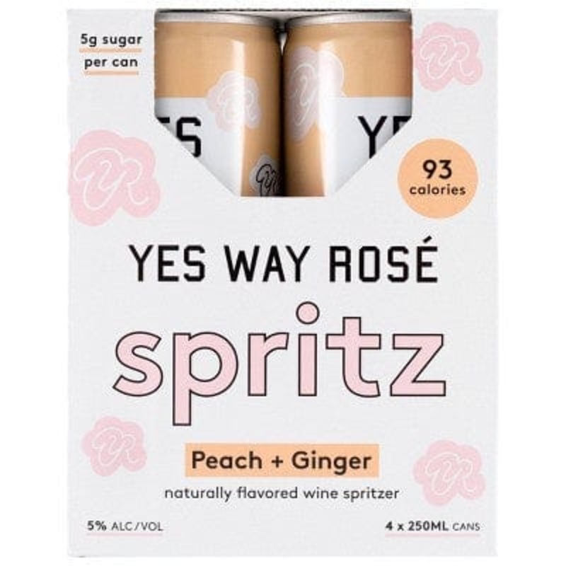 YES WAY ROSE PEACH + GINGER SPRITZ 4PK CAN 250ML C/O