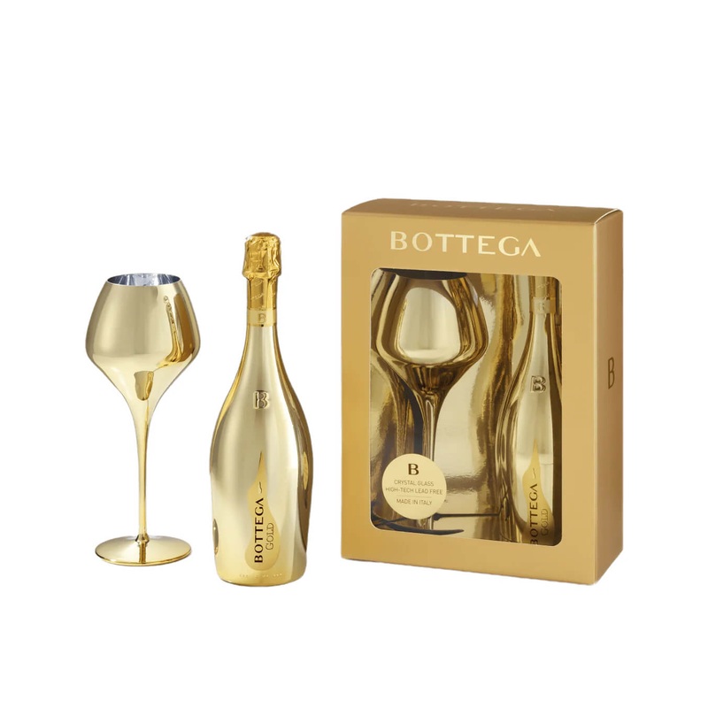 Bottega Confezione Gold and Magnifico Gold Glass Prosecco, 75 cl
