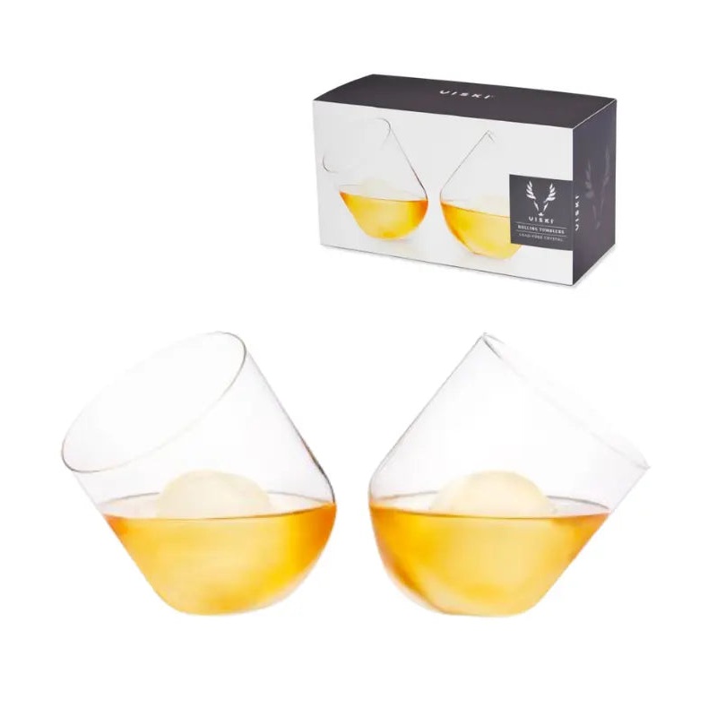 Rolling Crystal Whiskey Tumblers by Viski (Set of 2)