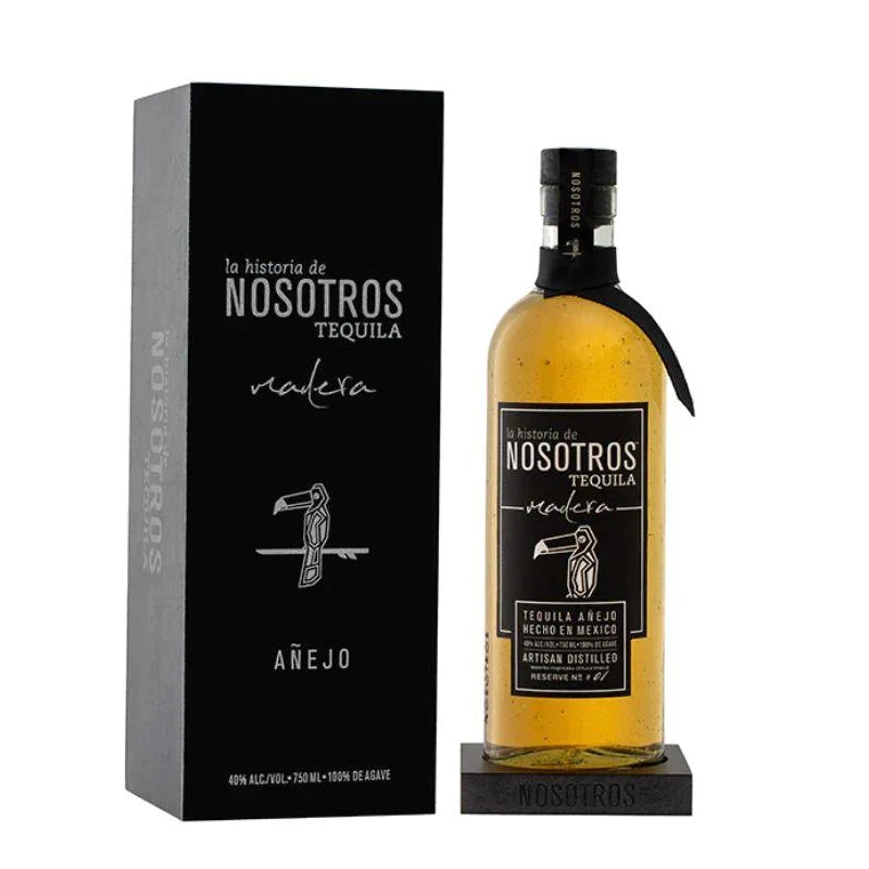 Nosotros Madera Tequila Aejo Wooden Box and Display Stand