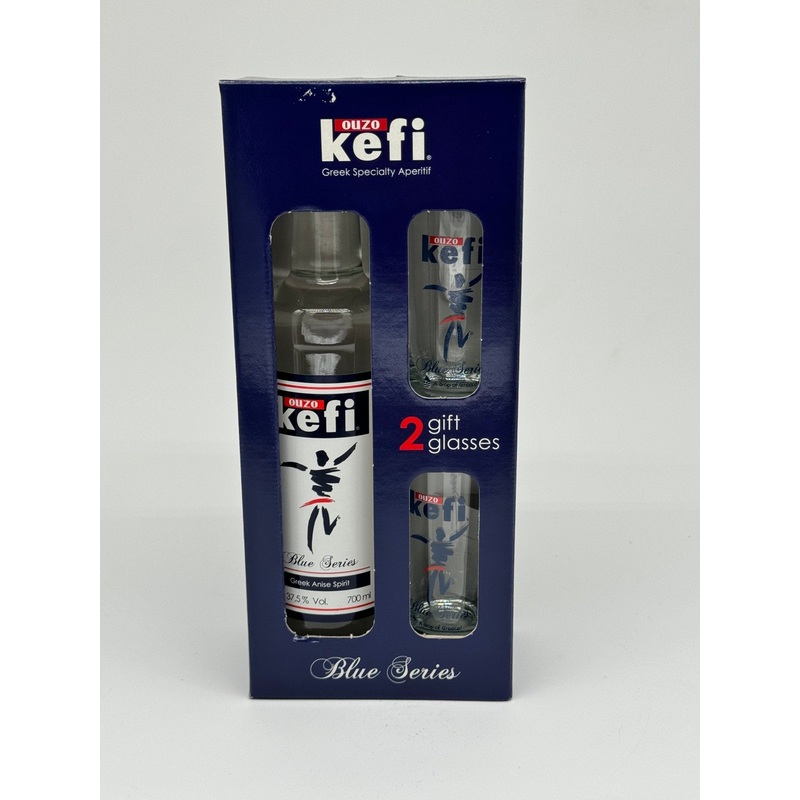 Ouzo Kefi Gift Set With 2 Glasses 750 mL