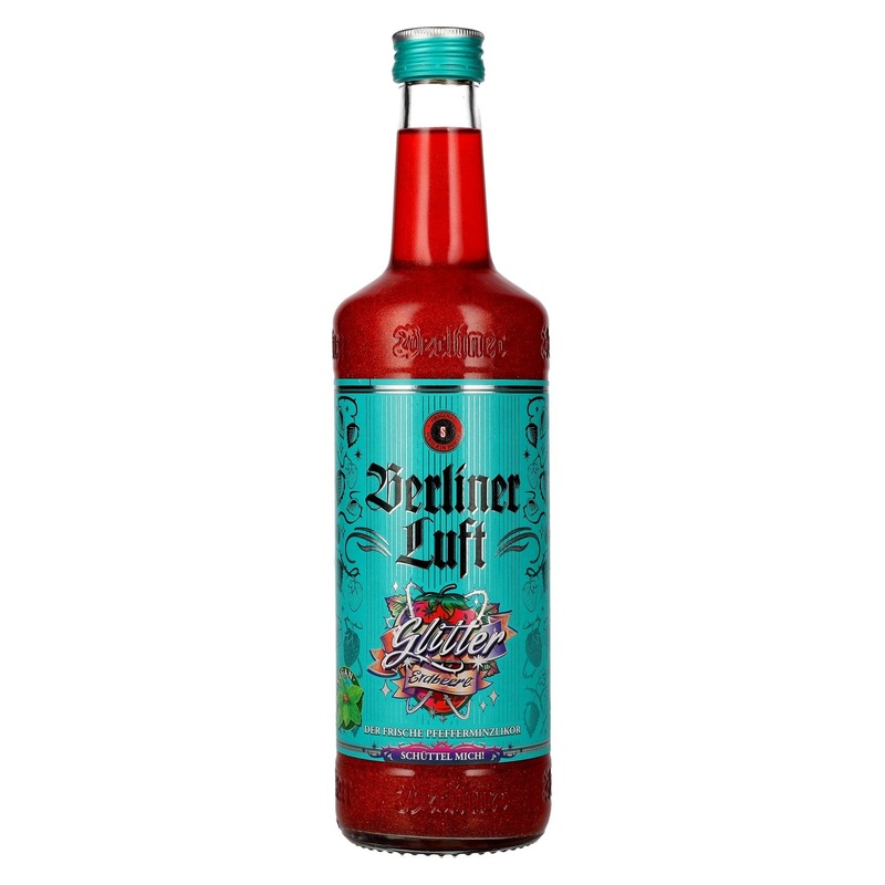 Berliner Luft GLITTER ERDBEERE Der Frische Pfefferminzlikoer 18% Vol. 0,7l